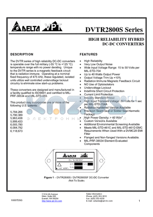 DVTR2812SF/H-XXX datasheet - HIGH RELIABILITY HYBRID DC-DC CONVERTERS