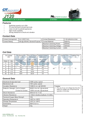 J1201AC12VDCP datasheet - CIT SWITCH