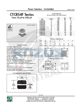 CTCR54F-121M datasheet - Power Inductors - Unshielded