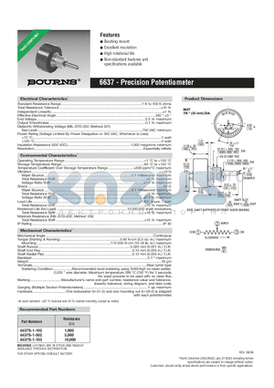 6637S-1-102 datasheet - Precision Potentiometer