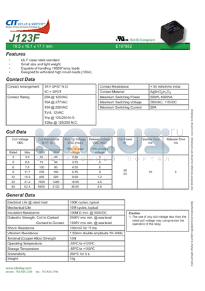 J123F1A12VDC.45 datasheet - CIT SWITCH