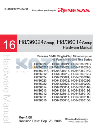 H836024F datasheet - Renesas 16-Bit Single-Chip Microcomputer H8 Family/H8/300H Tiny Series
