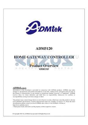 ADM5120 datasheet - HOME GATEWAY CONTROLLER