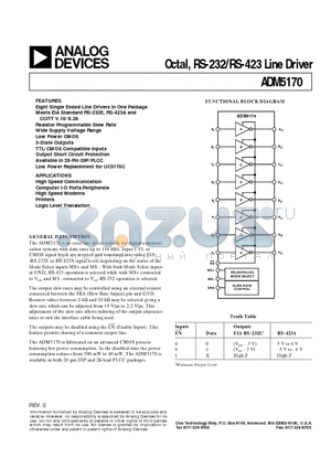 ADM5170 datasheet - Octal, RS-232/RS-423 Line Driver