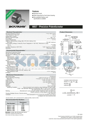 6657S-1-202 datasheet - Precision Potentiometer