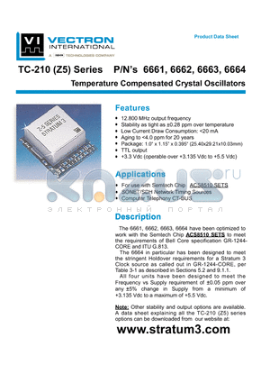 6662 datasheet - Temperature Compensated Crystal