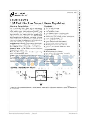 LP3872EMP-1.8 datasheet - 1.5A Fast Ultra Low Dropout Linear Regulators