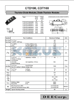 CTD100 datasheet - Thyristor-Diode Modules, Diode-Thyristor Modules