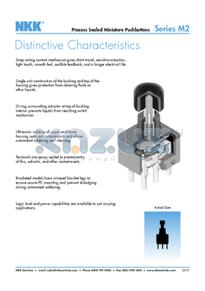 M2B15AA5A13-F datasheet - Process Sealed Miniature Pushbuttons