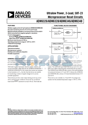 ADM6326-23ARTZ-R7 datasheet - Ultralow Power, 3-Lead, SOT-23 Microprocessor Reset Circuits