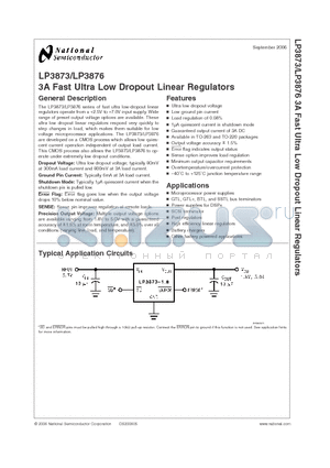 LP3873ES-3.3 datasheet - 3A Fast Ultra Low Dropout Linear Regulators