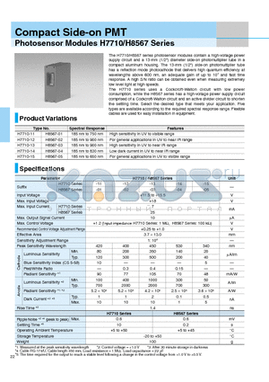 H8567-02 datasheet - Compact Side-on PMT