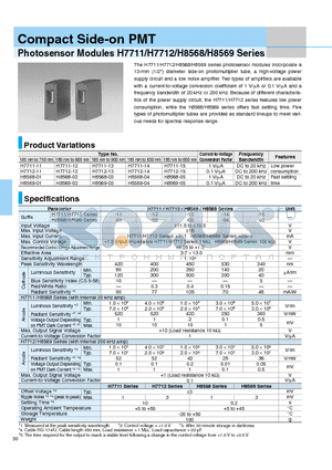 H8568-01 datasheet - Compact Side-on PMT