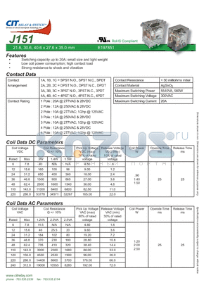 J1511CT220VDC datasheet - CIT SWITCH