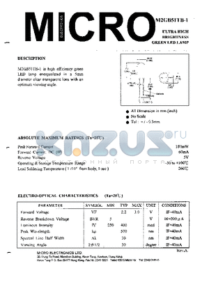 M2GB51TB-1 datasheet - ULTRA HIGH BRIGHTNESS GREEN LED LAMP