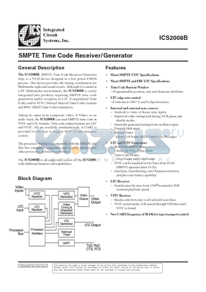 ICS2008B datasheet - SMPTE Time Code Receiver/Generator