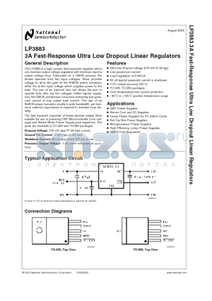 LP3883ET-1.8 datasheet - 3A Fast-Response Ultra Low Dropout Linear Regulators