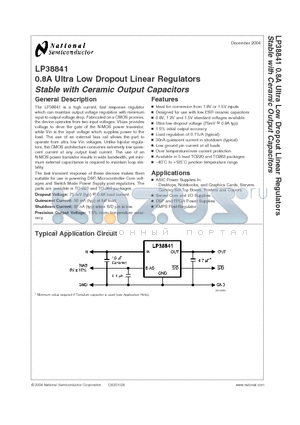 LP38841SX-0.8 datasheet - 0.8A Ultra Low Dropout Linear Regulators Stable with Ceramic Output Capacitors