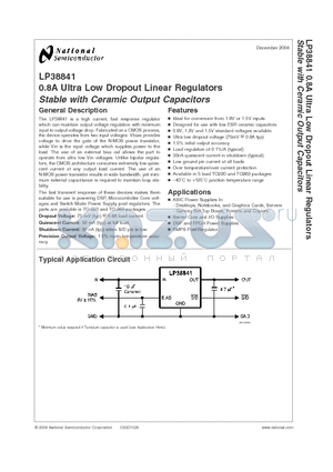 LP38841S-1.2 datasheet - 0.8A Ultra Low Dropout Linear Regulators Stable with Ceramic Output Capacitors
