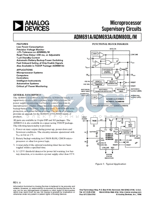 ADM691AAN datasheet - Microprocessor Supervisory Circuits