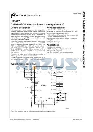 LP3927ILQ-AH datasheet - Cellular/PCS System Power Management IC