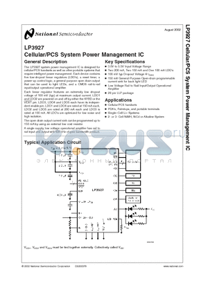 LP3927ILQ-AJ datasheet - Cellular/PCS System Power Management IC