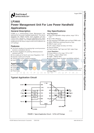 LP3905SD-00 datasheet - Power Management Unit For Low Power Handheld Applications