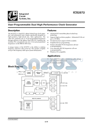 ICS2572N datasheet - User-Programmable Dual High-Performance Clock Generator
