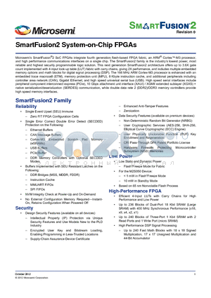 M2S010-FG144YI datasheet - SmartFusion2 System-on-Chip FPGAs