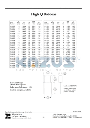 L-11208 datasheet - High Q Bobbins