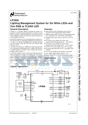 LP3936SLX datasheet - Lighting Management System for Six White LEDs and One RGB or FLASH LED