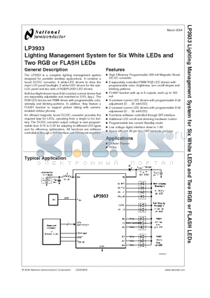 LP3933 datasheet - Lighting Management System for Six White LEDs and Two RGB or FLASH LEDs