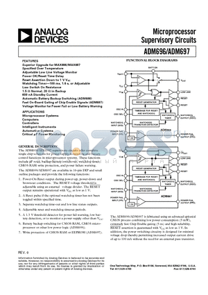 ADM697AQ datasheet - Microprocessor Supervisory Circuits