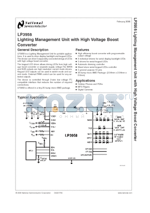 LP3958TLX datasheet - Lighting Management Unit with High Voltage Boost Converter