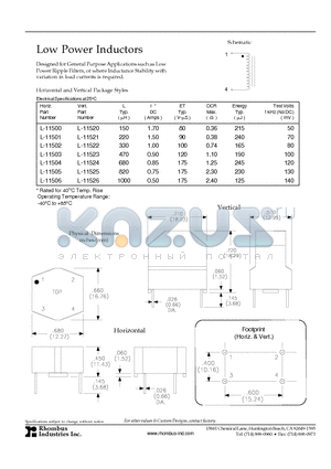 L-11505 datasheet - Low Power Inductors