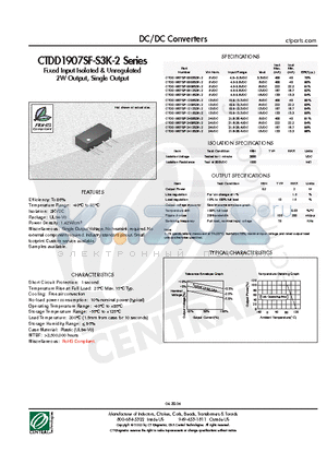 CTDD1907SF-0515S3K-2 datasheet - DC/DC Converters