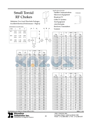 L-11714 datasheet - Small Toroid RF Chokes