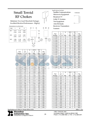 L-11732 datasheet - Small Toroid RF Chokes