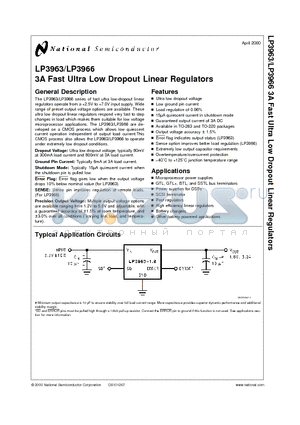 LP3963ESX-3.3 datasheet - 3A Fast Ultra Low Dropout Linear Regulators