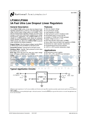 LP3963ET-3.3 datasheet - 3A Fast Ultra Low Dropout Linear Regulators