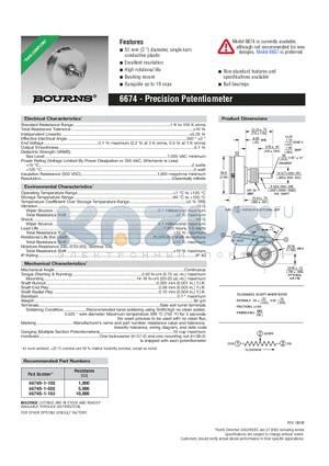 6674S-1-103 datasheet - Precision Potentiometer