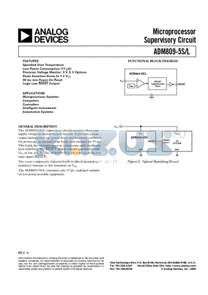 ADM809-5L datasheet - Microprocessor Supervisory Circuit