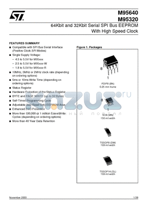 M95080-BN3T datasheet - 64/32/16/8 Kbit Serial SPI Bus EEPROM With High Speed Clock