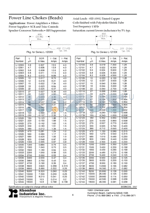 L-12002 datasheet - Power Line Chokes (Beads)