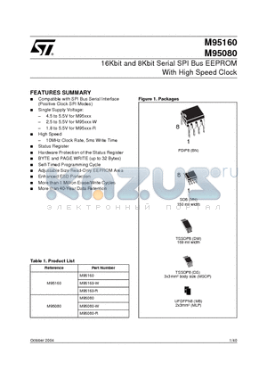 M95080-RMB6T datasheet - 16Kbit and 8Kbit Serial SPI Bus EEPROM With High Speed Clock