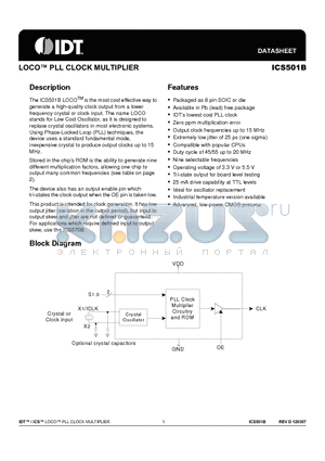 ICS501-DWF datasheet - LOCO PLL CLOCK MULTIPLIER