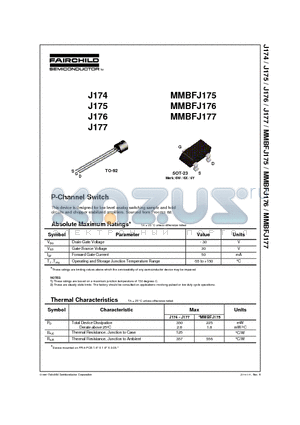 J174 datasheet - P-Channel Switch