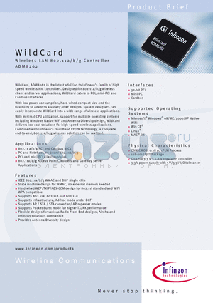 ADM8262 datasheet - Wireless LAN 802.11a/b/g Controller