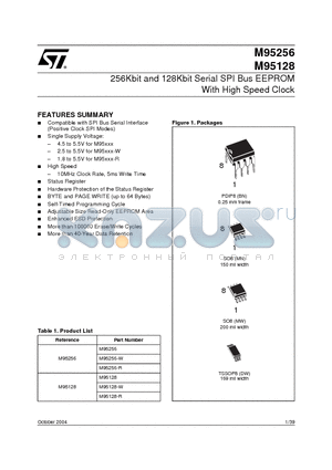 M95128-DW3 datasheet - 256Kbit and 128Kbit Serial SPI Bus EEPROM With High Speed Clock