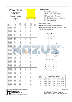 L-12201 datasheet - Power Line Chokes